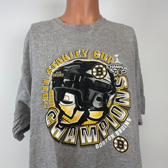 Boston Bruins 2011 Stanley Cup Champions T Shirt NHL Hockey Grey Size XL - Picture 1 of 4